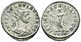 Diocletian, 284-305 Antoninianus Rome circa 285-286, billon 22.00 mm., 3.90 g.
Radiate, draped and cuirassed bust r. Rev. Jupiter standing slightly l...