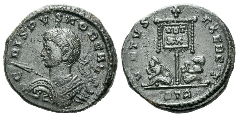 Crispus caesar, 317-326 Follis Treveri circa 320, Æ 17.00 mm., 2.62 g.
Laureate...