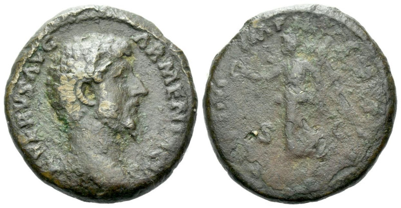 Lucius Verus, 161-169 As Rome 164, Æ 25.00 mm., 12.61 g.
Bare head r. Rev. Vict...