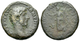 Lucius Verus, 161-169 As Rome 164, Æ 25.00 mm., 12.61 g.
Bare head r. Rev. Victory advancing l., holding wreath and palm frond. RIC 1392.

Good Fin...