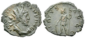 Tetricus I, 270-273 Antoninianus Mint I circa 273, Æ 19.00 mm., 2.19 g.
Radiate, draped, and cuirassed bust r. Rev. Virtus standing l., holding shiel...