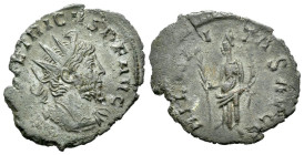 Tetricus I, 270-273 Antoninianus Colonia circa 270-273, billon 20.00 mm., 1.96 g.
Radiate, draped and cuirassed bust r. Rev. Hilaritas standing l., h...