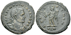 Maximinus II caesar, 305-309 Follis Londinium 307, Æ 28.00 mm., 7.53 g.
Laureate, draped and cuirassed bust r. Rev. Genius standing l., holding pater...