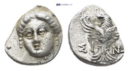 Paphlagonia. Sinope circa 330-250 BC. Hemidrachm AR (12mm, 1,37 g) Head of Nymph Sinope facing slightly left / ΣΙΝΩ, sea eagle standing facing, wings ...