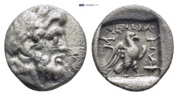 Caria, Stratonicaea. AR Hemidrachm, (1.31 g 12mm). Circa 125-85 BC. Uncertain magistrate. Obv: Laureate head of Zeus right. Rev: Σ Τ. Eagle standing r...