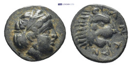TROAS.Antandros.(4th-3rd centuries BC). Ae. (9mm, 0.54 g) Obv : Laureate head of Apollo right. Rev : ANTAN. Lion's head right.