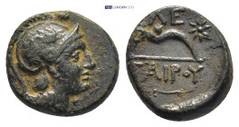 MYSIA. Pergamon. Philetairos (282-263 BC). AE Bronze (12mm, 2.1 g) Obv: Helmeted head of Athena right. Rev: ΦΙΛΕΤΑΙΡOΥ. Bow, star in field.
