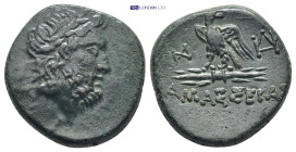 PONTOS, Amaseia. Circa 95-90 BC. Æ (21mm, 8.4 g). Laureate head of Zeus right / Eagle standing left, head right, on thunderbolt; star to upper left, m...