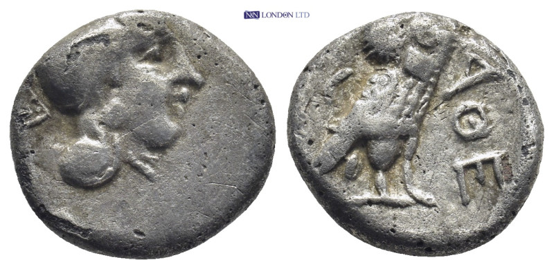 Attica. Athens 454-404 BC. Drachm AR (16mm., 2,75 g). Head of Athena with profil...