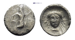 CILICIA, Uncertain. 351-338 BC. AR Tetartemorion (5mm, 0.15 g). Persian king or hero in kneeling-running stance right, holding dagger and bow / Facing...