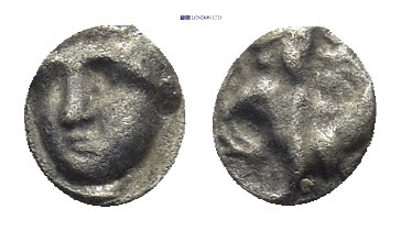 CILICIA, Uncertain. 4th century BC. AR Tetartemorion (4mm, 0.12 g). Female head ...