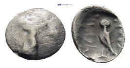 ASIA MINOR, Uncertain mint. 5th century BC. AR Fraction (7mm, 0.14 g). Head right, wearing bashlyk(?) / Eagle (or falcon?) standing left, head facing;...
