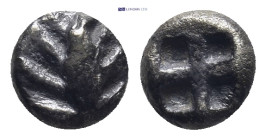 ASIA MINOR, Uncertain. Circa 6th Century BC. AR Obol (7mm, 0.66 g). Grain ear? / Quadripartite incuse.