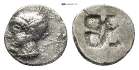 IONIA. Phocaea. Ca. late 6th-early 5th centuries BC. AR diobol or hemidrachm (10mm, 0.84 g) Archaic styled female head left, wearing helmet or close f...