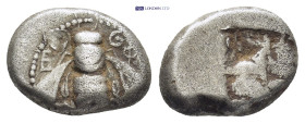 Ionia, Ephesos. AR Drachm (14mm, 3.26 g), c. 500-420 BC. Obv. Bee with curved wings; tendrils above. Rev. Quadripartite incuse square.