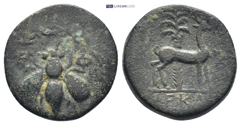 Ionia. Ephesos circa 202-133 BC. Bronze Æ (18mm., 4.63 g). E-Φ, bee within wreat...