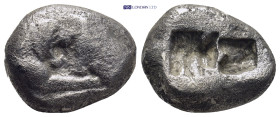 KINGS of LYDIA. Kroisos. Circa 560-546 BC. AR Stater – Double Siglos (20mm, 9.8 g). Sardes mint. Struck circa 550-546 BC. Confronted foreparts of lion...