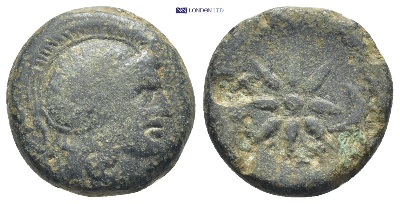 PONTOS, Uncertain. Circa 130-100 BC. Æ (18mm, 5.5 g). Helmeted head right / Star...