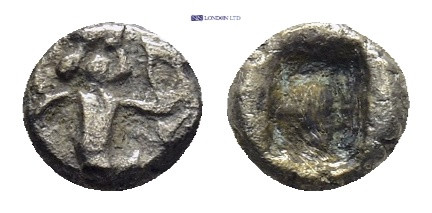 Kings of Persia (Achaemenids). AR 1/32 Siglos (4mm, 0.2 g), c. 450-400 BC. Obv. ...