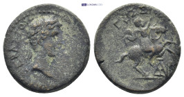 Mysia, Adramyteion. Augustus, 27 BC-AD 14. AE.(18mm, 3.8 g). Obv: ΣΕΒΑΣΤΟΥ. laureate head of Augustus, right. Rev: [ΓEΣΣIOY]. horseman galloping right...