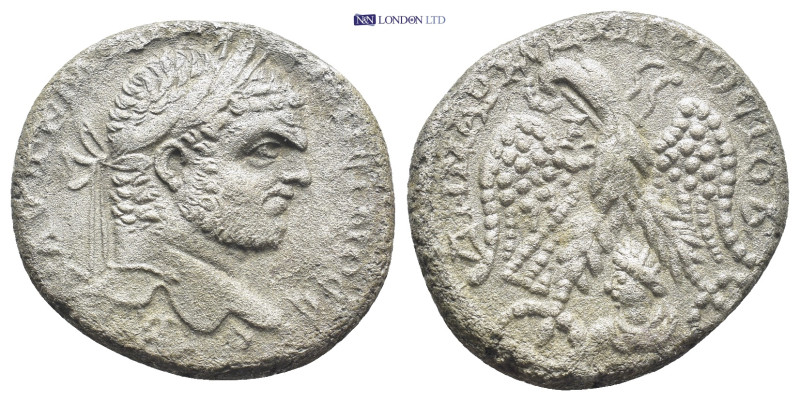 Syria. Emesa, Caracalla AR Tetradrachm (25mm, 11.5 g) AD 198-217. Laureate head ...