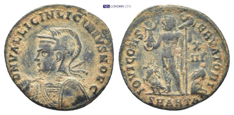 Licinius II (Caesar, 317-324). Æ Follis (19mm, 2.1 g). Antioch, 321-323. Helmete...