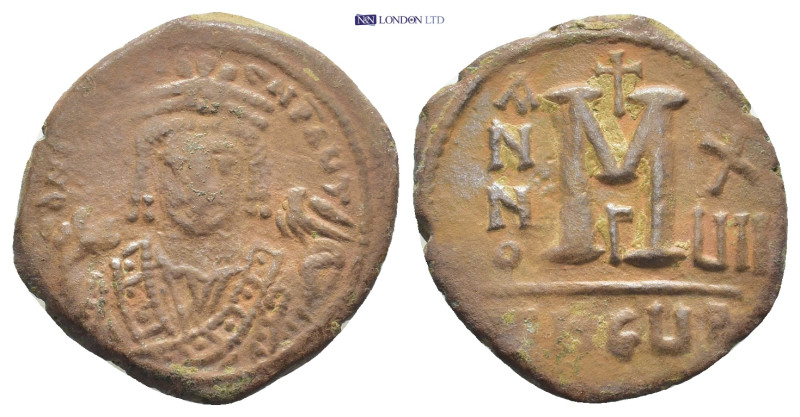 MAURICE TIBERIUS. (582-602 AD). AE Follis, (28mm, 10.1 g)Theoupolis (Antioch) mi...