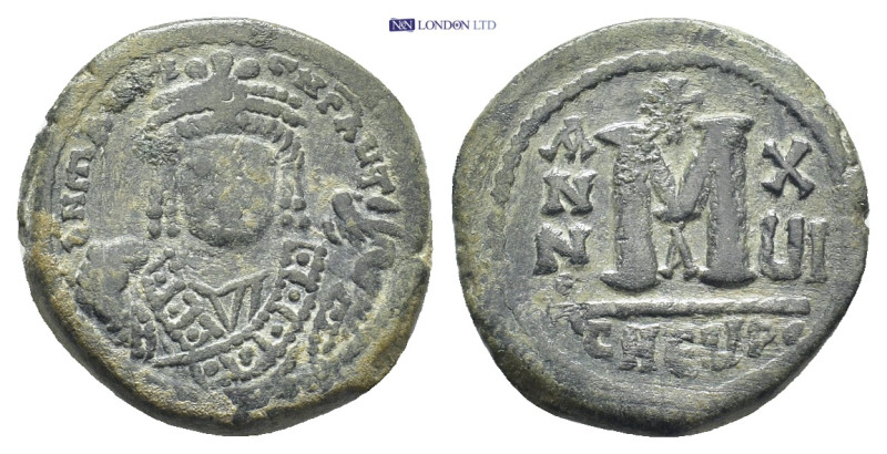 Maurice Tiberius. 582-602. Æ Follis (27mm, 11.9 g). Theoupolis (Antioch) mint, 1...