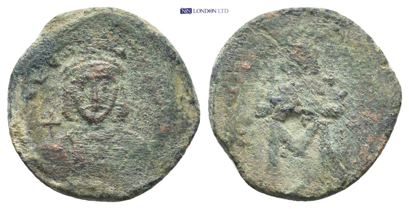 Leo III the "Isaurian", with Constantine V (717-741 AD). Constantinople AE Folli...