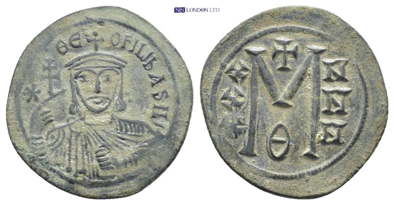 Theophilus Æ Nummus. (29mm, 7.8 g) Constantinople, AD 829-831. ΘΕΟFΙL' BASIL', b...