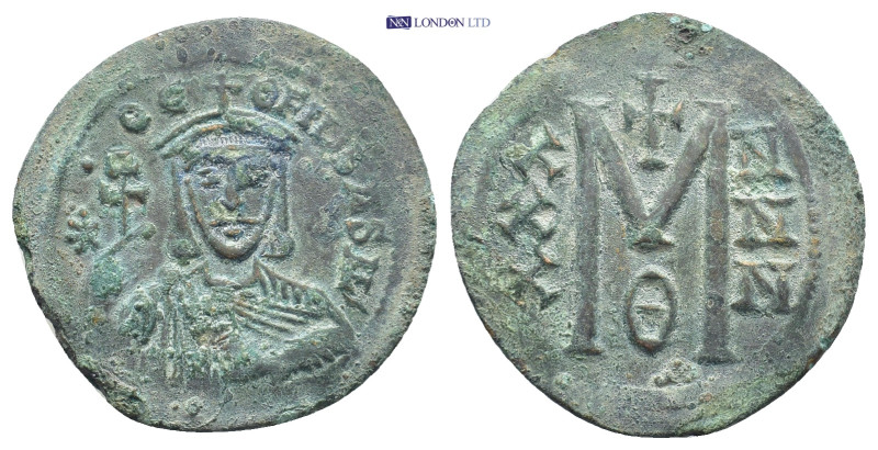 Theophilus Æ Nummus. (29mm, 8 g) Constantinople, AD 829-831. ΘΕΟFΙL' BASIL', bus...