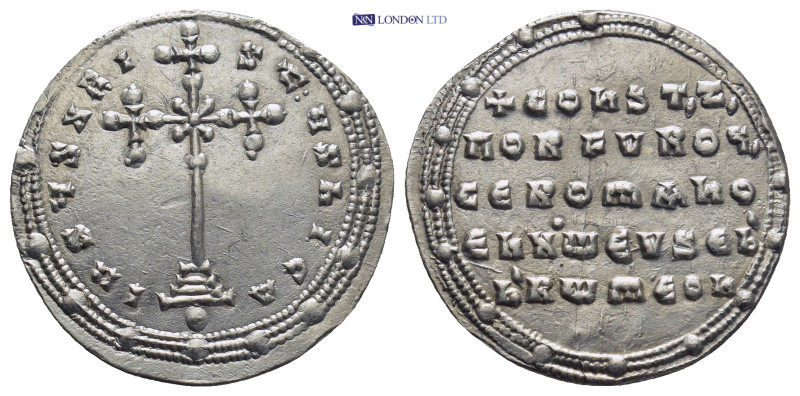 CONSTANTINE VII PORPHYROGENITUS with ROMANUS I (913-959 AD). AR, Miliaresion. (2...