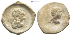 Head of bearded Heracles to right, lion skin tied around his neck. Rev. Bare head right. (16mm,2.8 g)