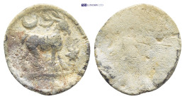 Lead tessera (AD 2nd–4th centuries). (16mm, 2.8 g) Obv: Stag standing, right. Rev: Blank.