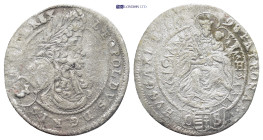 Hungary. Leopold I, AD 1674-1696. AR, 3 Kreuzer. (21mm, 1.2 g).
Obv: LEOPOLDVS D G R I S (3) A G H B REX. Leopold I facing right. Legend around "Leopo...