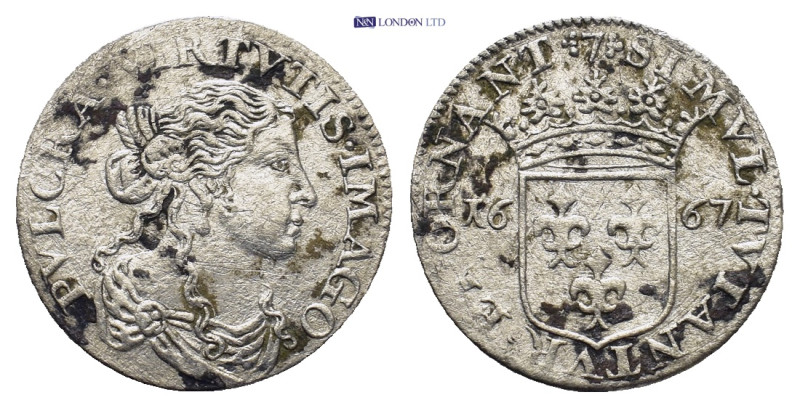 Italian Genova 1 luigino Ar (20mm, 1.9 g) Obverse: Female head right; PVLCRA VIR...