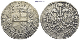 Mattias I Netherlands, AR 28 Stuivers-Florijn Zwolle 1619 AD. (38mm, 18.94 g) FLOR ARG CIVIT IMPE ZWOLLÆ, city's coat of arms below crown, date on top...