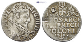 POLAND: Sigismund III Vasa, 1587-1632, AR 3 groschen (trojak), Kraków, 1620, (20mm, 1.7 g)