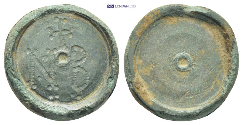 Byzantine two-nomismata weight (18mm, 7.4 g) (AD 6th–7th centuries) discoid coin...