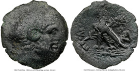 PTOLEMAIC EGYPT. Cleopatra VII (51-30 BC). AE (26mm, 12h). NGC Choice Fine. Uncertain mint on Cyprus. Head of Zeus right, with horn of Ammon / ΠΤΟΛΕΜΑ...