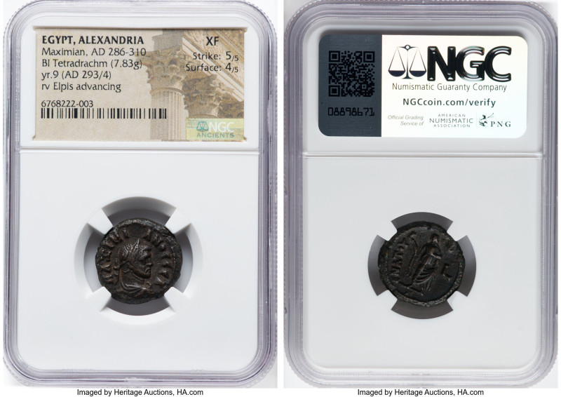 EGYPT. Alexandria. Maximian (AD 286-310). BI tetradrachm (19mm, 7.83 gm, 1h). NG...