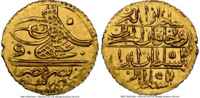 Ottoman Empire. Abdul Hamid I gold Zeri Mahbub AH 1187 Year 9 (AD 1780/1781) UNC Details (Obverse Scratched) NGC, Misr mint (in Egypt), KM416. HID0980...