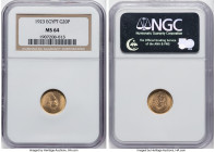 Fuad I gold 20 Piastres AH 1341 (1923) MS64 NGC, Royal mint, KM339. One year type in near Gem uncirculated condition. HID09801242017 © 2024 Heritage A...