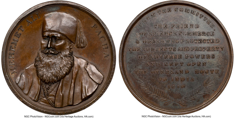 "Muhammad' Ali Pasha - Overland Route to India" bronze Medal 1842-Dated MS62 Bro...