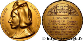INSURANCES
Type : Médaille, L’Alsacienne 
Date : n.d. 
Metal : gilt bronze 
Diameter : 50  mm
Weight : 71,59  g.
Edge : lisse + carré BRONZE 
Puncheon...