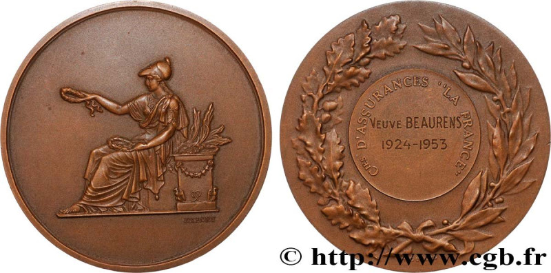 INSURANCES
Type : Médaille, La France 
Date : 1953 
Metal : bronze 
Diameter : 5...
