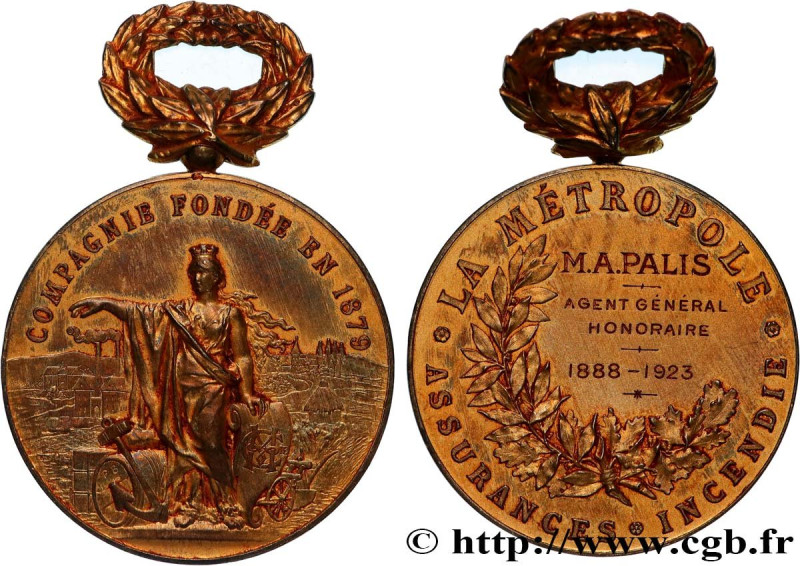 INSURANCES
Type : Médaille, La Métropole 
Date : 1923 
Metal : gold plated silve...