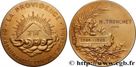 INSURANCES
Type : Médaille, La Providence 
Date : 1923 
Metal : gold plated silver 
Diameter : 50,5  mm
Weight : 59,30  g.
Edge : lisse + losange ARGE...