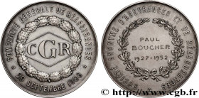 INSURANCES
Type : Médaille, Compagnie Générale de Réassurance 
Date : 1952 
Metal : silver 
Millesimal fineness : 850  ‰
Diameter : 40,5  mm
Weight : ...