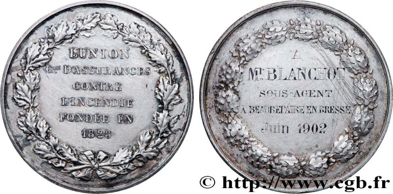 INSURANCES
Type : Médaille, L’Union 
Date : 1902 
Metal : silver 
Diameter : 45,...